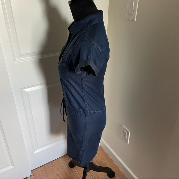 Paige Mika Collared Shirt Dress in Cromwell Blue Button Up Tie Waist EUC Size XS - Picture 3 of 8